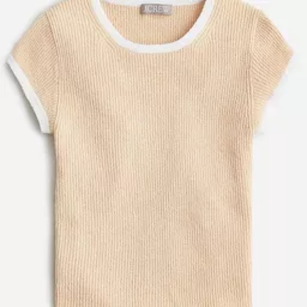J.Crew Cropped cap-sleeve sweater T-shirt in beige